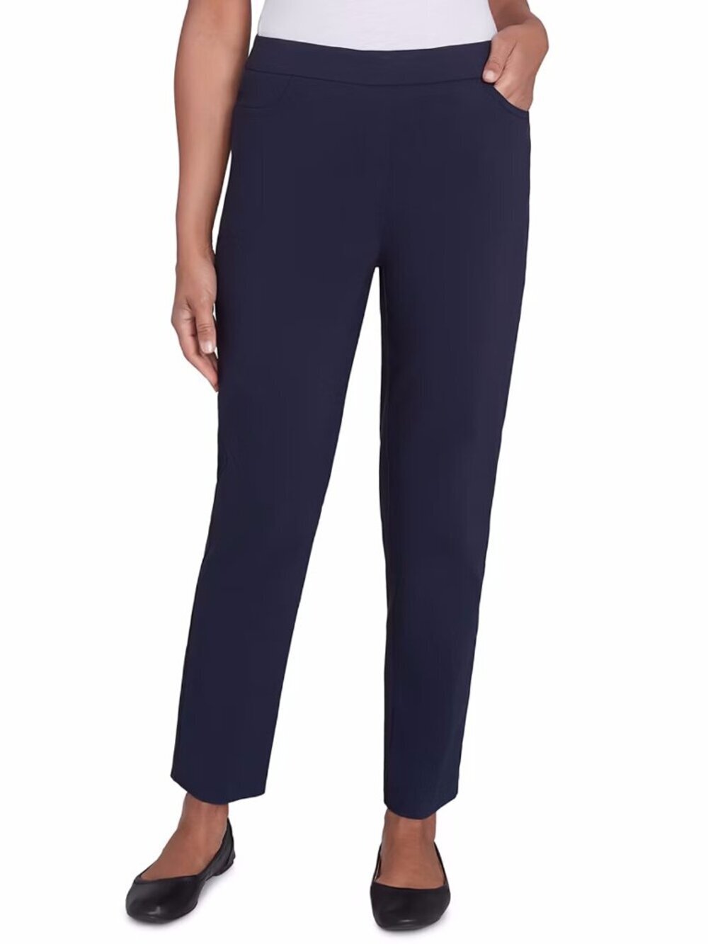 NWT New Alfred Dunner Classic Allure Slim Fit Short Length Navy Pants Size 10P